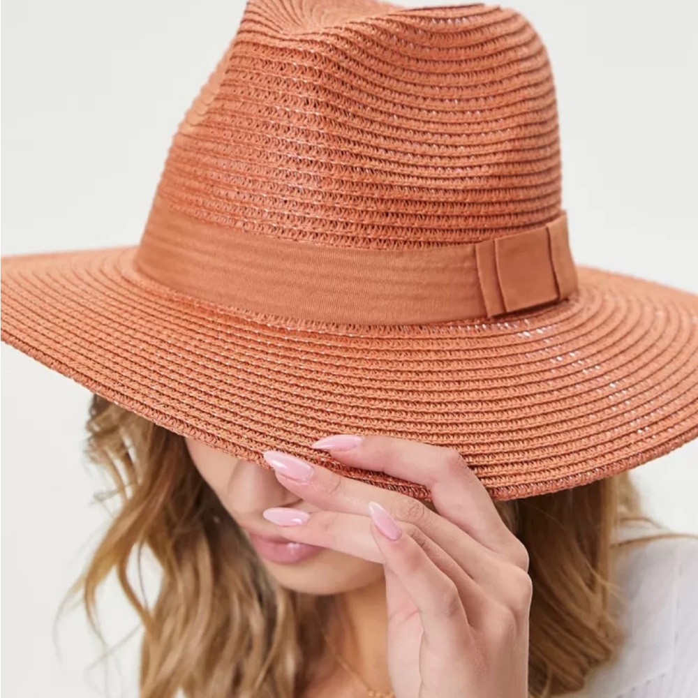Forever 21 Tan and Brown Fedora Hat with Wide Brim